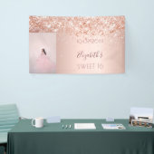 誕生日パーティーバラ金ゴールドグリッター写真へようこそ 横断幕 (トレードショー)