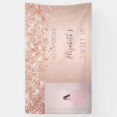 誕生日パーティーバラ金ゴールドグリッター写真へようこそ 横断幕 (縦)