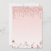 誕生日パーティーバラ金ゴールドグリッター赤面ピンクの星 招待状 (裏面)