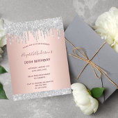 誕生日パーティーバラ金ゴールドシルバーグリッター招待 ポストカード