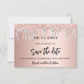 誕生日パーティーバラ金ゴールドシルバーデイトカードを保存 セーブザデート (正面)