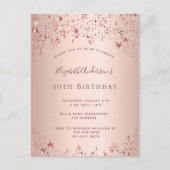 誕生日パーティーバラ金ゴールドスターのゲーム招待 ポストカード (正面)