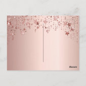 誕生日パーティーバラ金ゴールドスターは日付を保存 ポストカード (裏面)