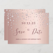 誕生日パーティーバラ金ゴールドダイヤモンド保存日 ポストカード (正面/裏面)