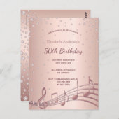 誕生日パーティーバラ金ゴールドダイヤモンド音楽招待 ポストカード (正面/裏面)