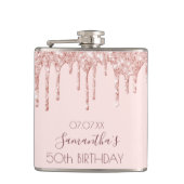 誕生日パーティーバラ金ゴールドドリップピンクの友達 フラスク (正面)