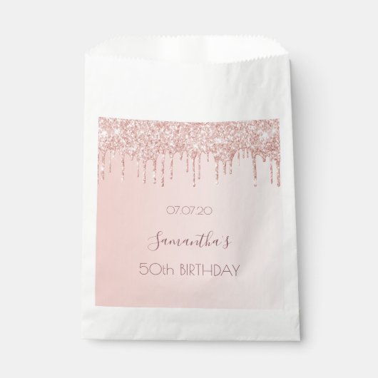 誕生日パーティーバラ金ゴールドドリップピンク フェイバーバッグ (正面)