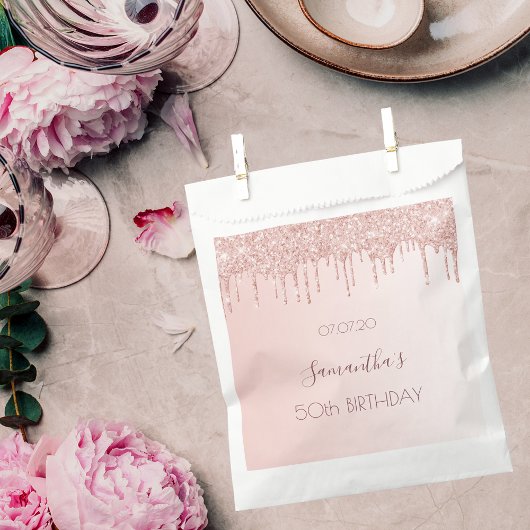 誕生日パーティーバラ金ゴールドドリップピンク フェイバーバッグ