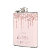誕生日パーティーバラ金ゴールドドリップピンク フラスク (左)