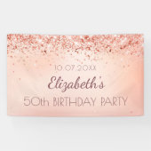 誕生日パーティーバラ金ゴールドピンクのウェルカムサイン 横断幕 (横)