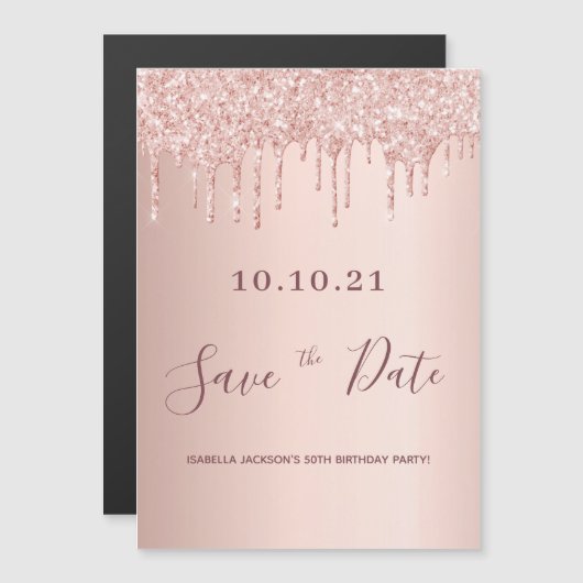 誕生日パーティーバラ金ゴールドピンクの日付を保存 (正面/裏面)