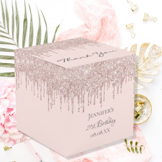 誕生日パーティーバラ金ゴールドピンクの滴 フェイバーボックス