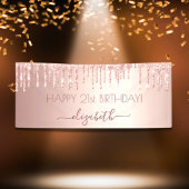 誕生日パーティーバラ金ゴールドピンクの滴 横断幕