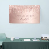 誕生日パーティーバラ金ゴールドピンクの滴 横断幕 (トレードショー)