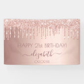 誕生日パーティーバラ金ゴールドピンクの滴 横断幕 (横)