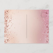 誕生日パーティーバラ金ゴールドピンクグリッタースパークル インビテーションポストカード (裏面)