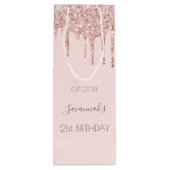 誕生日パーティーバラ金ゴールドピンクグリッタースパークル ワインギフトバッグ (裏面)