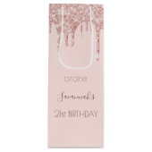 誕生日パーティーバラ金ゴールドピンクグリッタースパークル ワインギフトバッグ (正面)