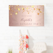 誕生日パーティーバラ金ゴールドピンクゴールデンスターズ名 横断幕 (インサイチュ)