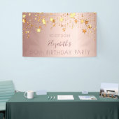 誕生日パーティーバラ金ゴールドピンクゴールデンスターズ名 横断幕 (トレードショー)