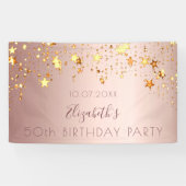 誕生日パーティーバラ金ゴールドピンクゴールデンスターズ名 横断幕 (横)