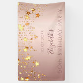 誕生日パーティーバラ金ゴールドピンクゴールデンスターズ名 横断幕 (縦)