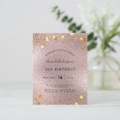 誕生日パーティーバラ金ゴールドピンクフォイルスターモダン ポストカード (スタンド正面)