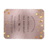 誕生日パーティーバラ金ゴールドピンクフォイルスターモダン マグネット (横)