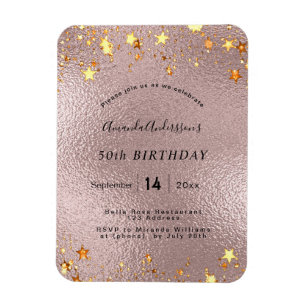 誕生日パーティーバラ金ゴールドピンクフォイルスターモダン マグネット