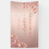誕生日パーティーバラ金ゴールドピンク花模様 横断幕 (縦)