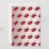 誕生日パーティーバラ金ゴールドブルゴーニュ花模様 招待状 (裏面)