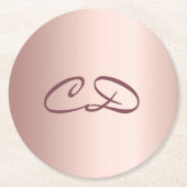 誕生日パーティーバラ金ゴールドモノグラムイニシャル ラウンドペーパーコースター (正面)