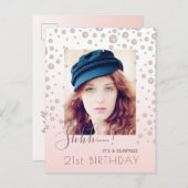 誕生日パーティーバラ金ゴールド写真の驚きの招待 ポストカード (正面/裏面)