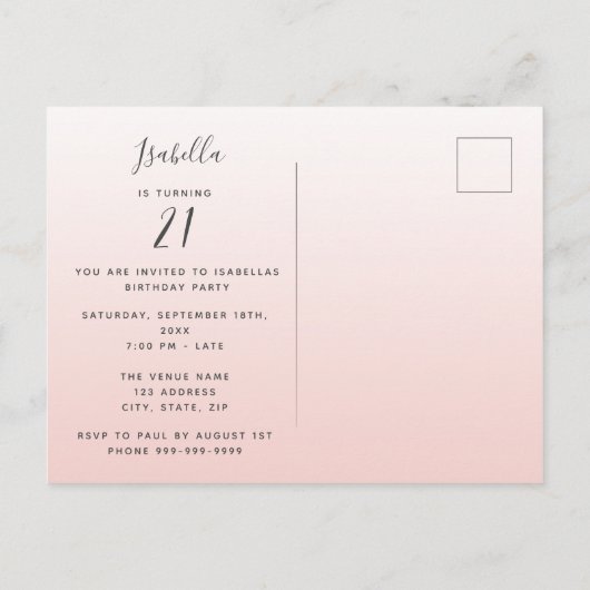 誕生日パーティーバラ金ゴールド写真の驚きの招待 ポストカード (裏面)