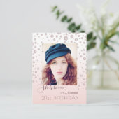 誕生日パーティーバラ金ゴールド写真の驚きの招待 ポストカード (スタンド正面)