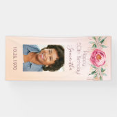 誕生日パーティーバラ金ゴールド写真グリッターフローラ 横断幕 (横)