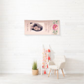 誕生日パーティーバラ金ゴールド写真グリッターフローラ 横断幕 (インサイチュ)