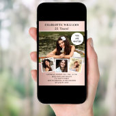 誕生日パーティーバラ金ゴールド写真コラージュラグジュアリー 招待状