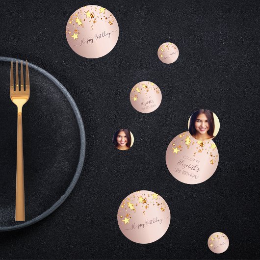 誕生日パーティーバラ金ゴールド写真ゴールデンスターズピンク コンフェッティ