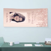 誕生日パーティーバラ金ゴールド写真ピンクの滴 横断幕 (トレードショー)