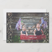 誕生日パーティーバラ金ゴールド紙吹雪グリッター写真 招待状 (正面)