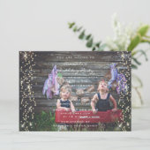 誕生日パーティーバラ金ゴールド紙吹雪グリッター写真 招待状 (スタンド正面)