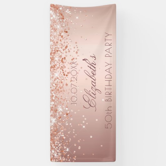 誕生日パーティーバラ金ゴールド赤面グリッターダスト 横断幕 (縦)