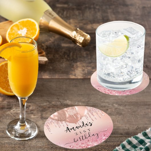 誕生日パーティーバラ金ゴールド赤面ピンクバルーン ラウンドペーパーコースター