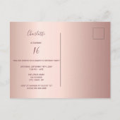 誕生日パーティーバラ金ゴールド赤面写真の招待 ポストカード (裏面)