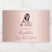 誕生日パーティーバラ金ゴールド赤面写真 スパークリングワインラベル (シングルラベル)