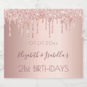 誕生日パーティーバラ金ゴールド2人2人の友人 スパークリングワインラベル (シングルラベル)