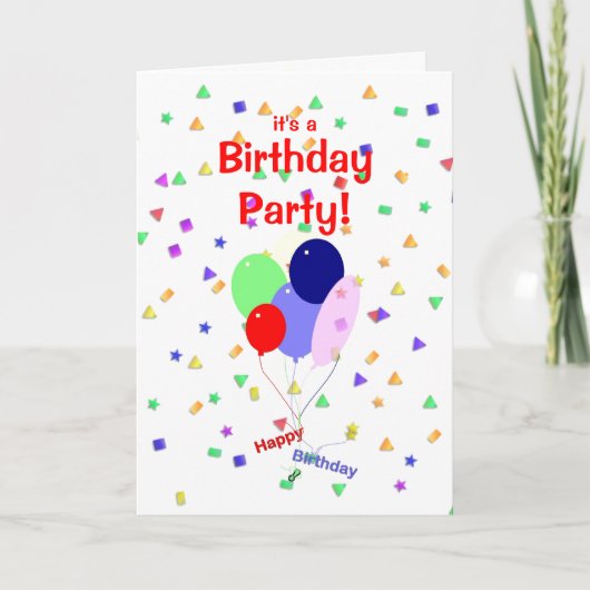 誕生日パーティーバルーンの招待状 招待状 (正面)