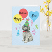 誕生日パーティーバルーンプードル カード (黄色い花)