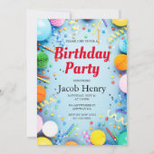 誕生日パーティーバルーン招待状 招待状 (正面)